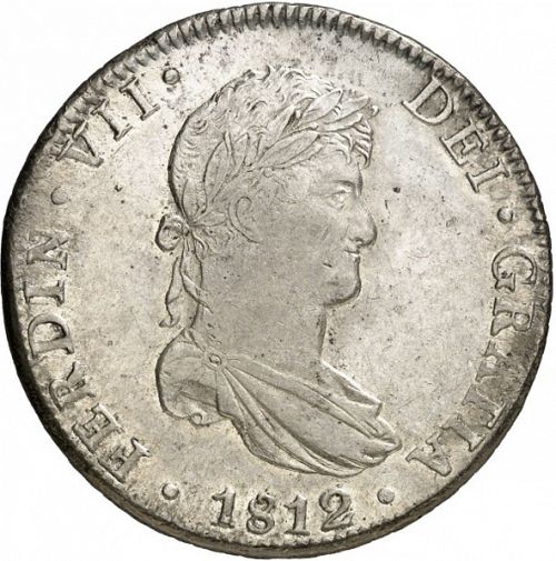 8 Reales Obverse Image minted in SPAIN in 1812JJ (1808-33  -  FERNANDO VII)  - The Coin Database