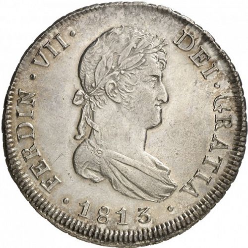 8 Reales Obverse Image minted in SPAIN in 1813FJ (1808-33  -  FERNANDO VII)  - The Coin Database