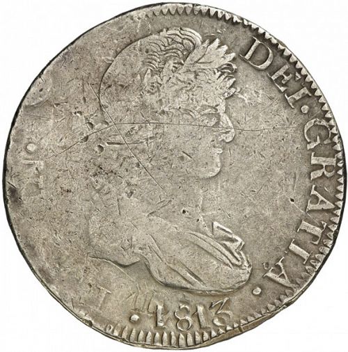 8 Reales Obverse Image minted in SPAIN in 1813FP (1808-33  -  FERNANDO VII)  - The Coin Database
