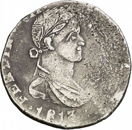 8 Reales Obverse Image minted in SPAIN in 1813MZ (1808-33  -  FERNANDO VII)  - The Coin Database