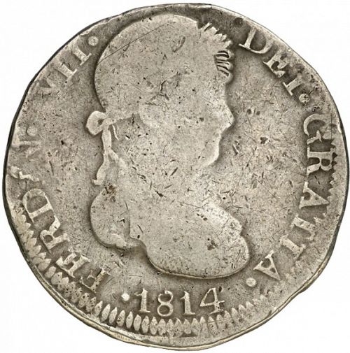 8 Reales Obverse Image minted in SPAIN in 1814AG (1808-33  -  FERNANDO VII)  - The Coin Database