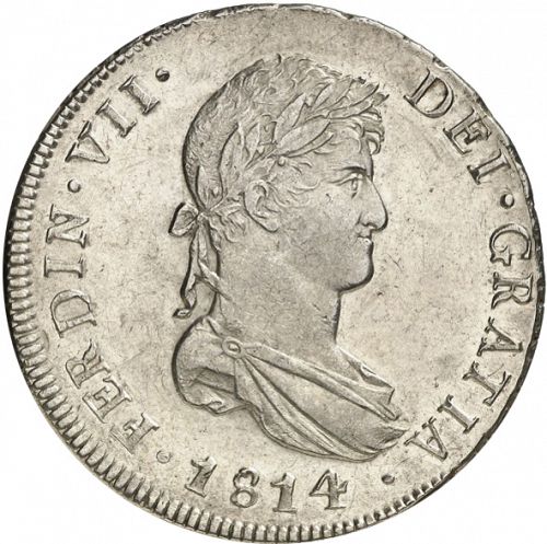 8 Reales Obverse Image minted in SPAIN in 1814FJ (1808-33  -  FERNANDO VII)  - The Coin Database