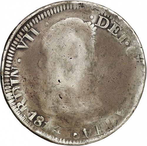 8 Reales Obverse Image minted in SPAIN in 1814FP (1808-33  -  FERNANDO VII)  - The Coin Database
