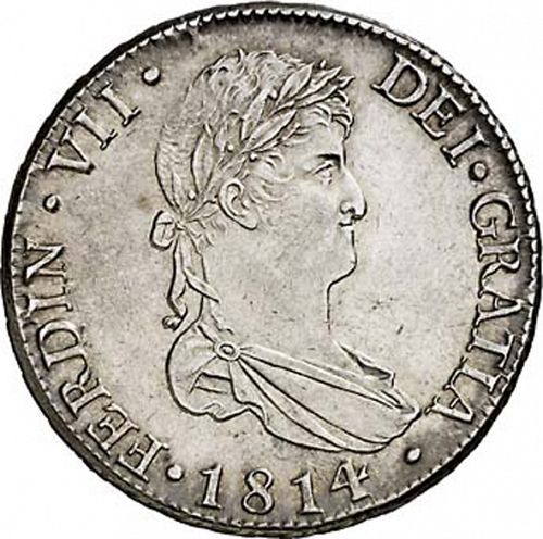 8 Reales Obverse Image minted in SPAIN in 1814GJ (1808-33  -  FERNANDO VII)  - The Coin Database