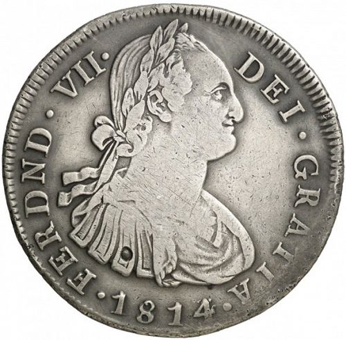 8 Reales Obverse Image minted in SPAIN in 1814JF (1808-33  -  FERNANDO VII)  - The Coin Database