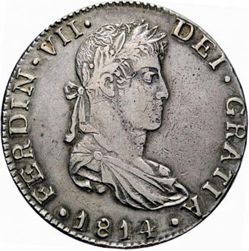 8 Reales Obverse Image minted in SPAIN in 1814MR (1808-33  -  FERNANDO VII)  - The Coin Database