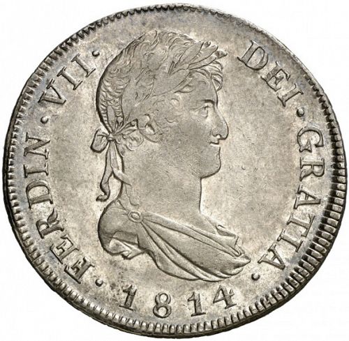 8 Reales Obverse Image minted in SPAIN in 1814M (1808-33  -  FERNANDO VII)  - The Coin Database