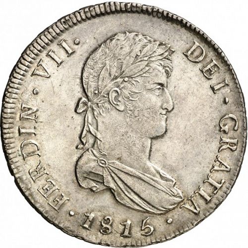 8 Reales Obverse Image minted in SPAIN in 1815FJ (1808-33  -  FERNANDO VII)  - The Coin Database