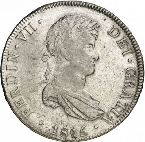 8 Reales Obverse Image minted in SPAIN in 1815PJ (1808-33  -  FERNANDO VII)  - The Coin Database