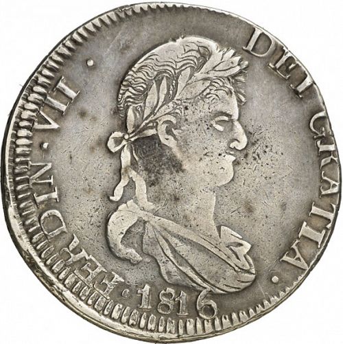 8 Reales Obverse Image minted in SPAIN in 1816AG (1808-33  -  FERNANDO VII)  - The Coin Database