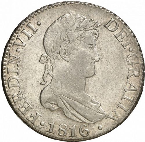 8 Reales Obverse Image minted in SPAIN in 1816CJ (1808-33  -  FERNANDO VII)  - The Coin Database