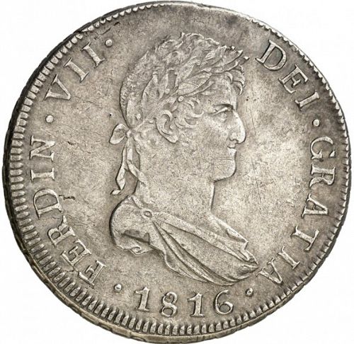 8 Reales Obverse Image minted in SPAIN in 1816FJ (1808-33  -  FERNANDO VII)  - The Coin Database