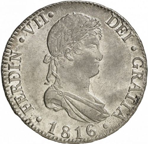 8 Reales Obverse Image minted in SPAIN in 1816GJ (1808-33  -  FERNANDO VII)  - The Coin Database