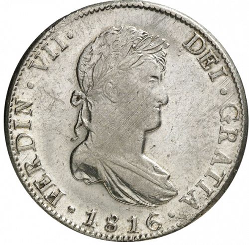 8 Reales Obverse Image minted in SPAIN in 1816JJ (1808-33  -  FERNANDO VII)  - The Coin Database
