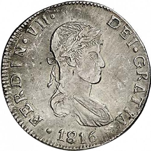 8 Reales Obverse Image minted in SPAIN in 1816MZ (1808-33  -  FERNANDO VII)  - The Coin Database