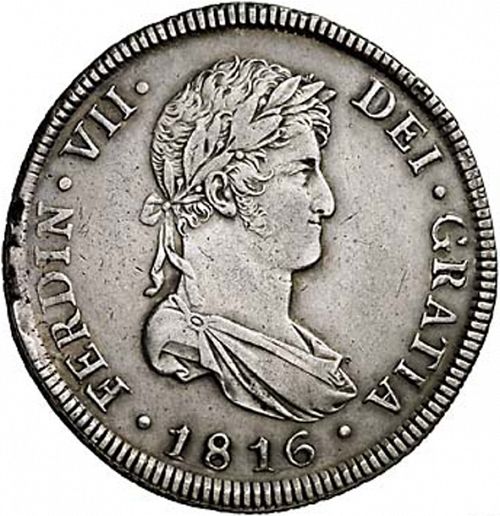 8 Reales Obverse Image minted in SPAIN in 1816M (1808-33  -  FERNANDO VII)  - The Coin Database