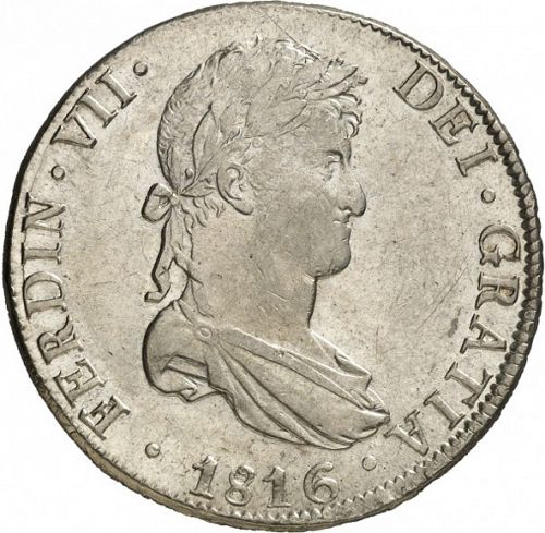 8 Reales Obverse Image minted in SPAIN in 1816PJ (1808-33  -  FERNANDO VII)  - The Coin Database