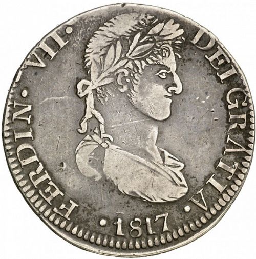 8 Reales Obverse Image minted in SPAIN in 1817AG (1808-33  -  FERNANDO VII)  - The Coin Database