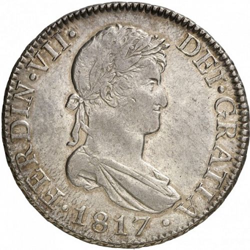 8 Reales Obverse Image minted in SPAIN in 1817CJ (1808-33  -  FERNANDO VII)  - The Coin Database