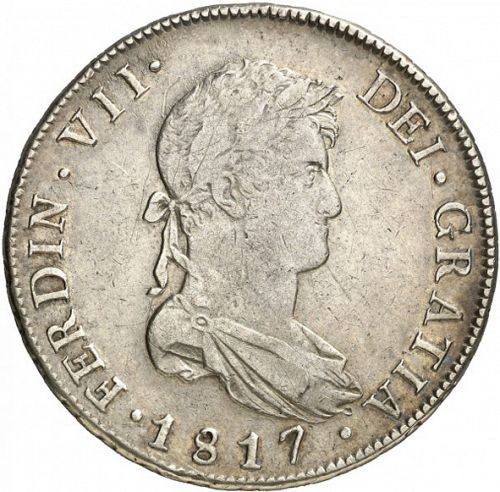 8 Reales Obverse Image minted in SPAIN in 1817FJ (1808-33  -  FERNANDO VII)  - The Coin Database