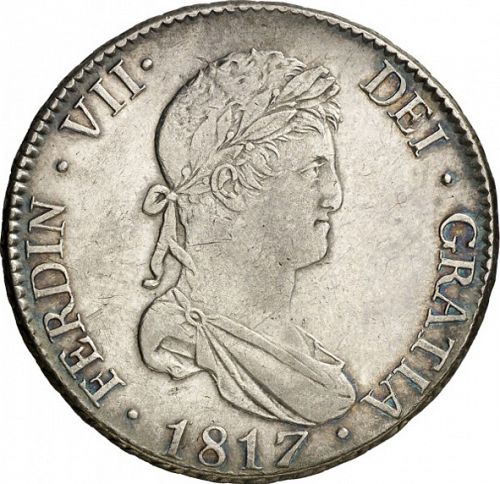8 Reales Obverse Image minted in SPAIN in 1817GJ (1808-33  -  FERNANDO VII)  - The Coin Database