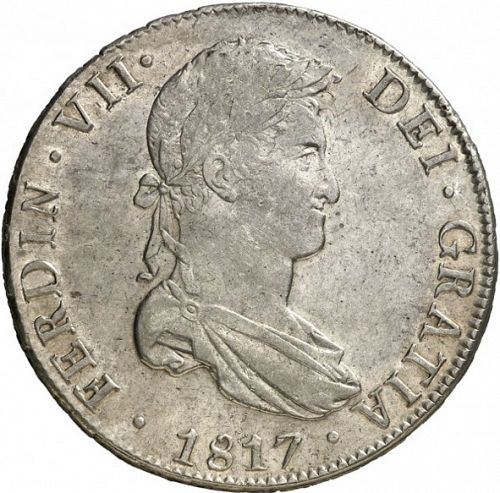 8 Reales Obverse Image minted in SPAIN in 1817PJ (1808-33  -  FERNANDO VII)  - The Coin Database
