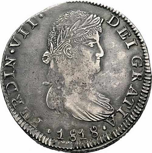 8 Reales Obverse Image minted in SPAIN in 1818AG (1808-33  -  FERNANDO VII)  - The Coin Database