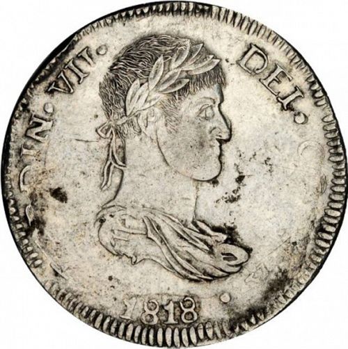 8 Reales Obverse Image minted in SPAIN in 1818CG (1808-33  -  FERNANDO VII)  - The Coin Database