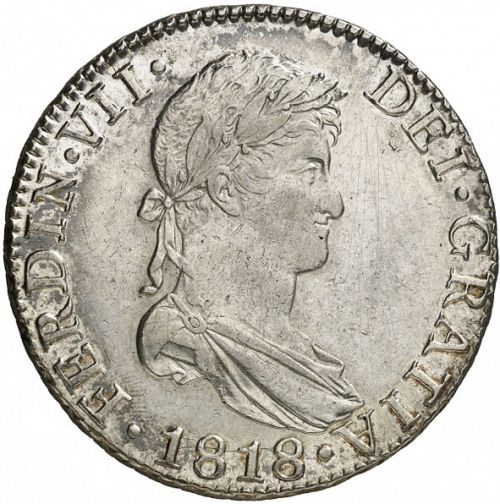 8 Reales Obverse Image minted in SPAIN in 1818CJ (1808-33  -  FERNANDO VII)  - The Coin Database