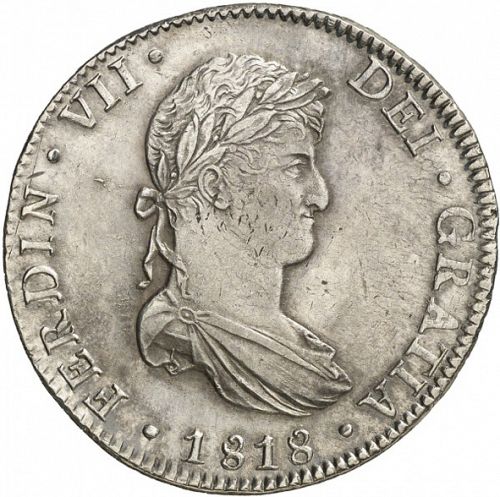 8 Reales Obverse Image minted in SPAIN in 1818JJ (1808-33  -  FERNANDO VII)  - The Coin Database