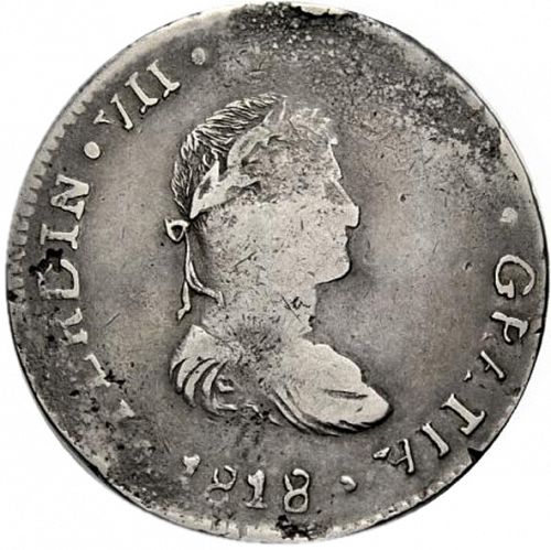 8 Reales Obverse Image minted in SPAIN in 1818MZ (1808-33  -  FERNANDO VII)  - The Coin Database