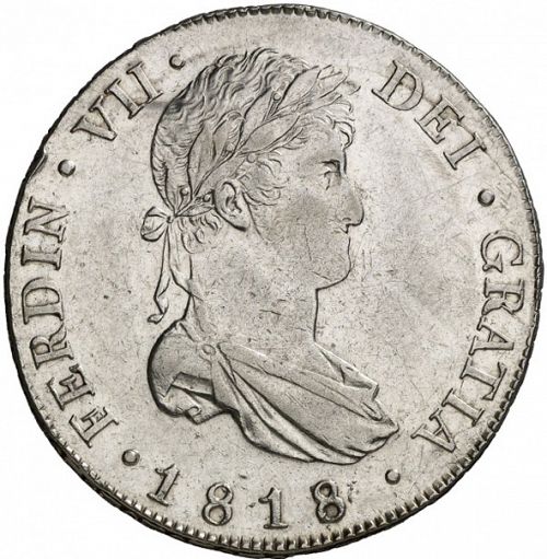 8 Reales Obverse Image minted in SPAIN in 1818M (1808-33  -  FERNANDO VII)  - The Coin Database