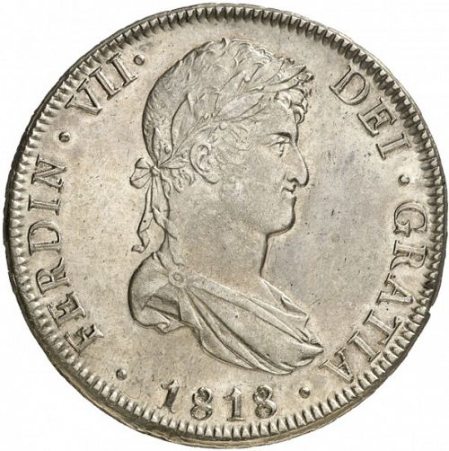 8 Reales Obverse Image minted in SPAIN in 1818PJ (1808-33  -  FERNANDO VII)  - The Coin Database