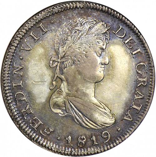 8 Reales Obverse Image minted in SPAIN in 1819AG (1808-33  -  FERNANDO VII)  - The Coin Database