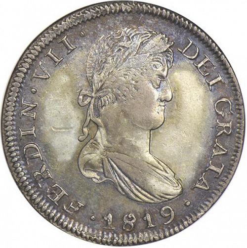 8 Reales Obverse Image minted in SPAIN in 1819AG (1808-33  -  FERNANDO VII)  - The Coin Database