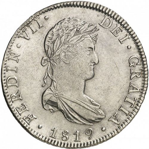 8 Reales Obverse Image minted in SPAIN in 1819JJ (1808-33  -  FERNANDO VII)  - The Coin Database
