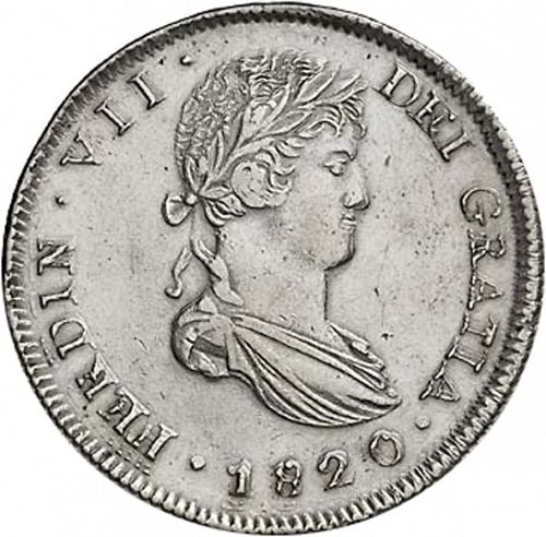 8 Reales Obverse Image minted in SPAIN in 1820AG (1808-33  -  FERNANDO VII)  - The Coin Database