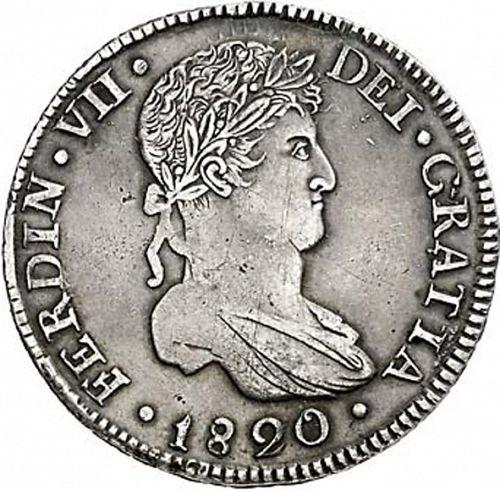 8 Reales Obverse Image minted in SPAIN in 1820CG (1808-33  -  FERNANDO VII)  - The Coin Database