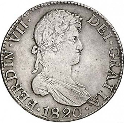 8 Reales Obverse Image minted in SPAIN in 1820CJ (1808-33  -  FERNANDO VII)  - The Coin Database