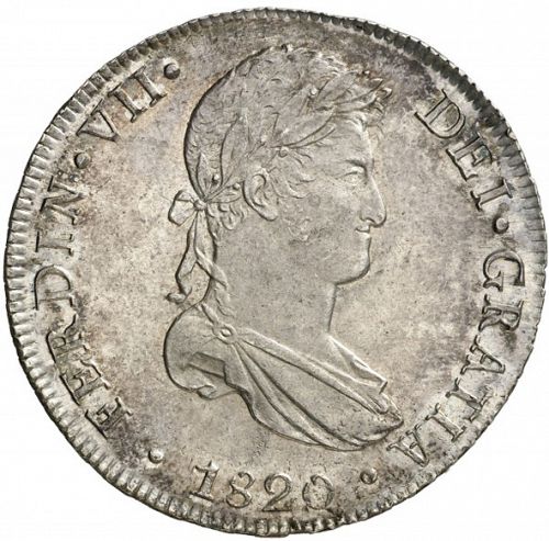 8 Reales Obverse Image minted in SPAIN in 1820JP (1808-33  -  FERNANDO VII)  - The Coin Database