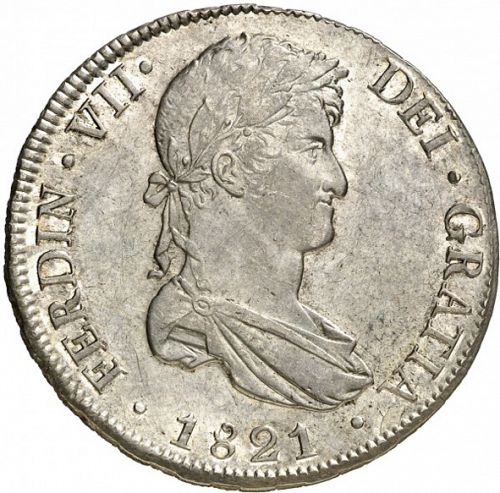 8 Reales Obverse Image minted in SPAIN in 1821PJ (1808-33  -  FERNANDO VII)  - The Coin Database