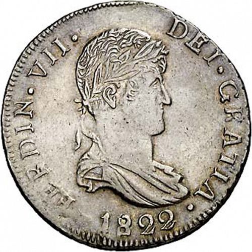 8 Reales Obverse Image minted in SPAIN in 1822CG (1808-33  -  FERNANDO VII)  - The Coin Database
