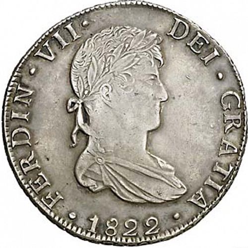 8 Reales Obverse Image minted in SPAIN in 1822JM (1808-33  -  FERNANDO VII)  - The Coin Database