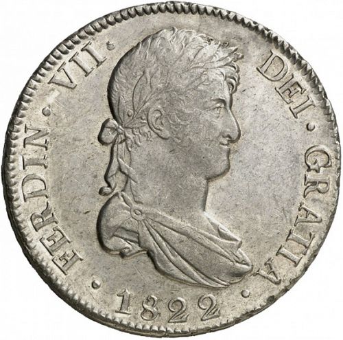 8 Reales Obverse Image minted in SPAIN in 1822PJ (1808-33  -  FERNANDO VII)  - The Coin Database