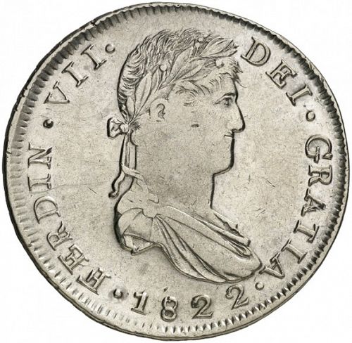 8 Reales Obverse Image minted in SPAIN in 1822RG (1808-33  -  FERNANDO VII)  - The Coin Database
