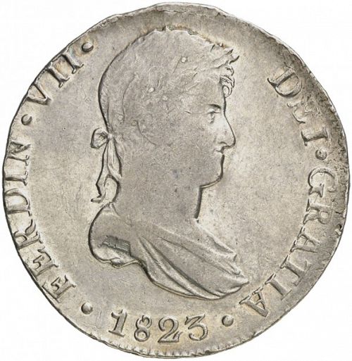 8 Reales Obverse Image minted in SPAIN in 1823JP (1808-33  -  FERNANDO VII)  - The Coin Database