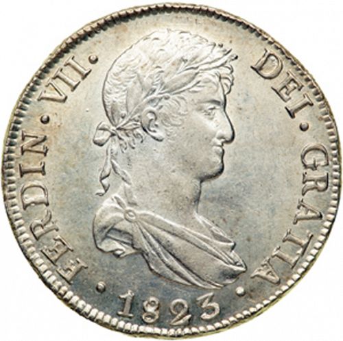 8 Reales Obverse Image minted in SPAIN in 1823PJ (1808-33  -  FERNANDO VII)  - The Coin Database