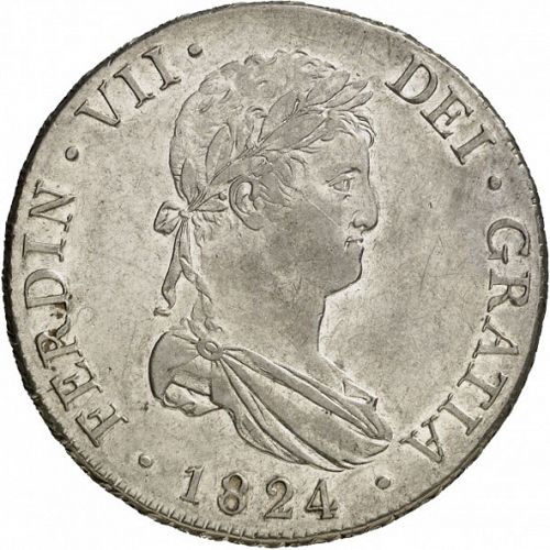 8 Reales Obverse Image minted in SPAIN in 1824AJ (1808-33  -  FERNANDO VII)  - The Coin Database