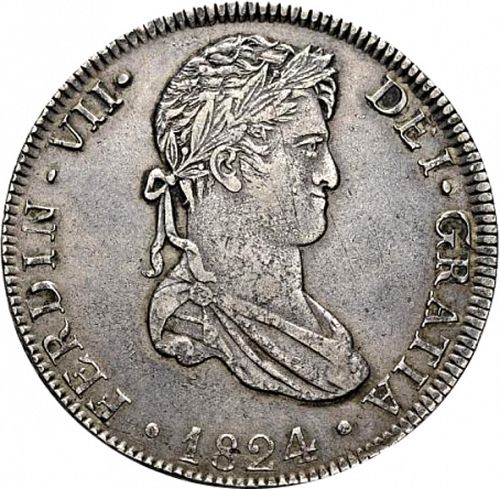 8 Reales Obverse Image minted in SPAIN in 1824JM (1808-33  -  FERNANDO VII)  - The Coin Database