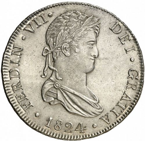 8 Reales Obverse Image minted in SPAIN in 1824JP (1808-33  -  FERNANDO VII)  - The Coin Database